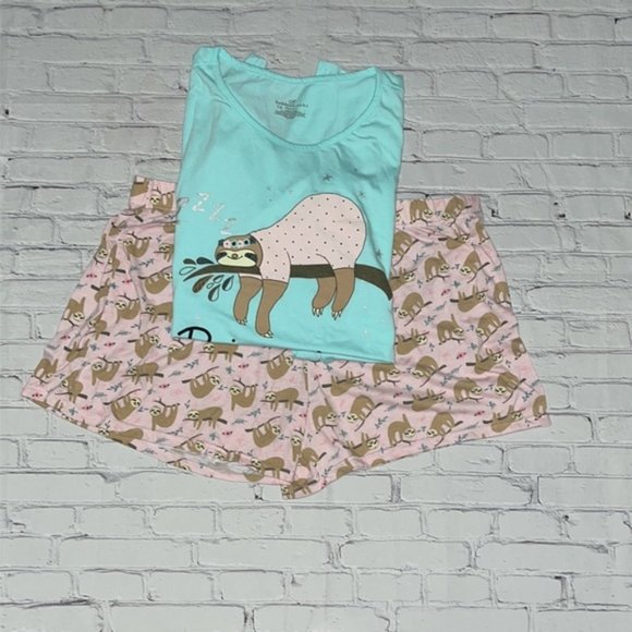 Bobbie Brooks Sloth Pajama Short Set, Size 1X - Picture 1 of 10
